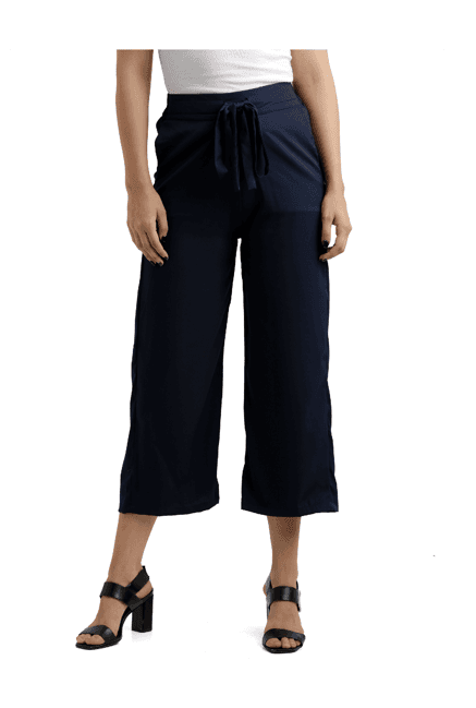 miss chase navy relaxed fit culottes