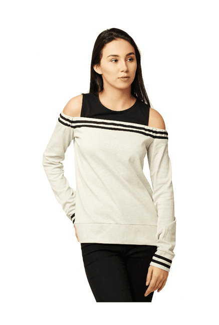 miss chase beige textured sweatshirt