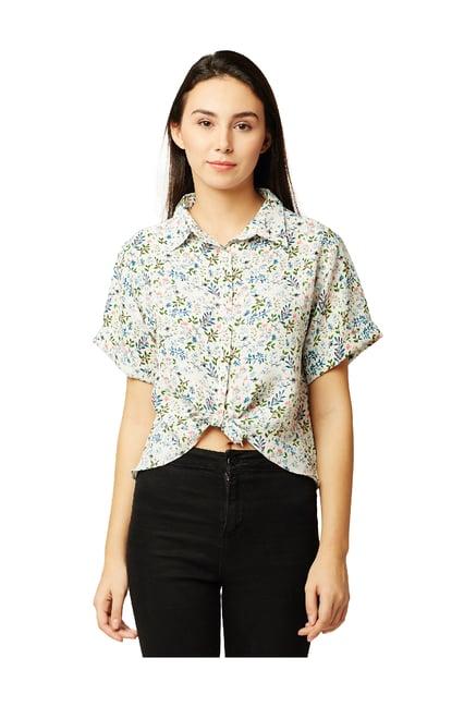 miss chase off white printed shirt