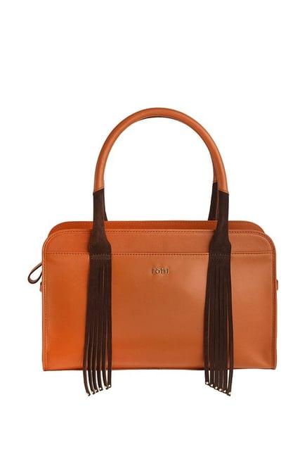 tohl rp1 tamara tan & brown fringed leather handbag