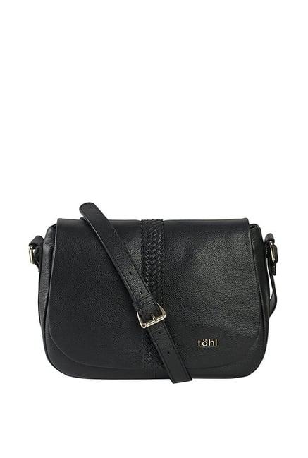 tohl rp1 cara black interlaced leather flap sling bag