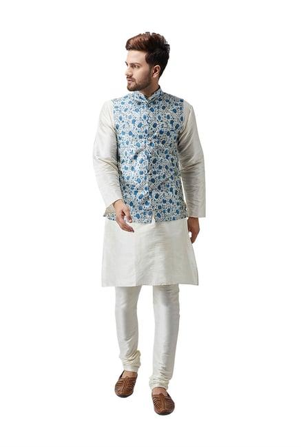 sojanya blue printed nehru jacket