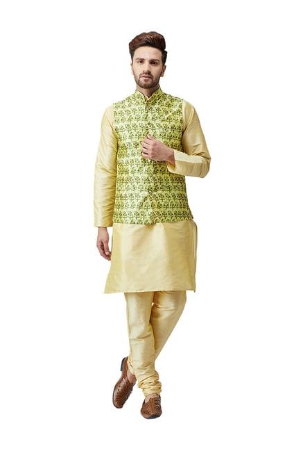 sojanya green regular fit nehru jacket