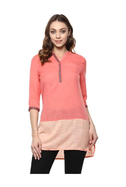 fusion beats pink textured tunic