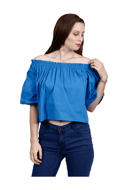 label ritu kumar blue polyester top