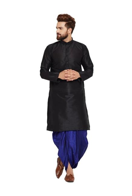 sojanya black & royal blue full sleeves kurta set