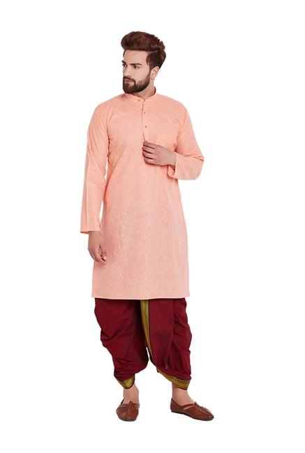 sojanya orange & red regular fit kurta set