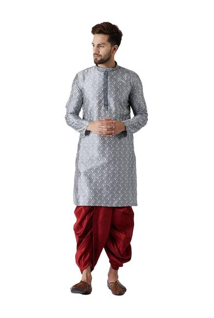 sojanya charcoal & maroon regular fit kurta set