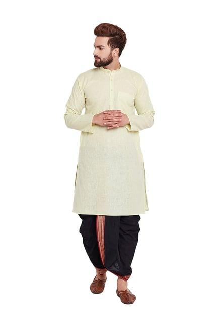 sojanya lime green & black regular fit kurta set