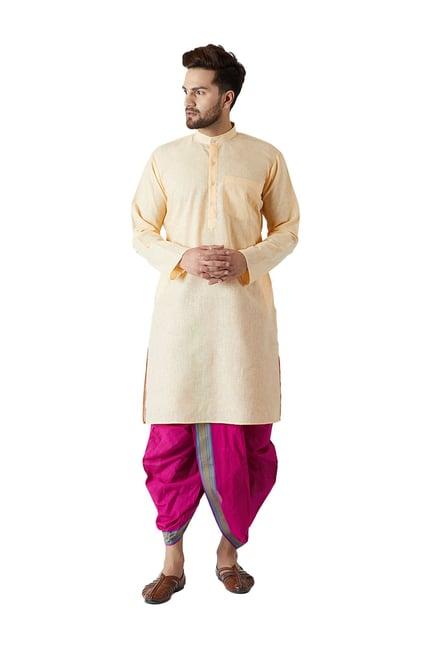 sojanya orange & pink regular fit kurta set