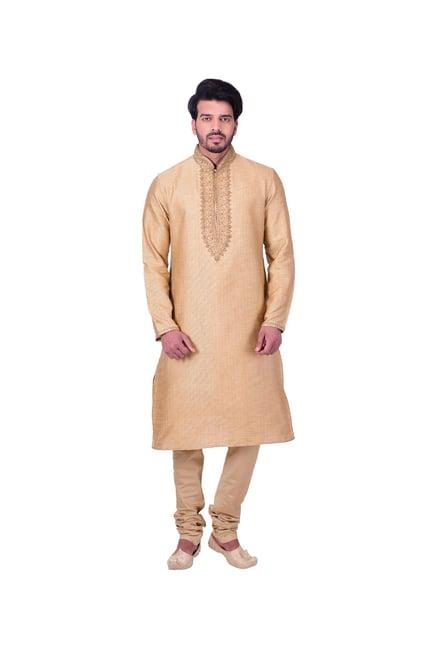 manyavar beige self design kurta & churidar set