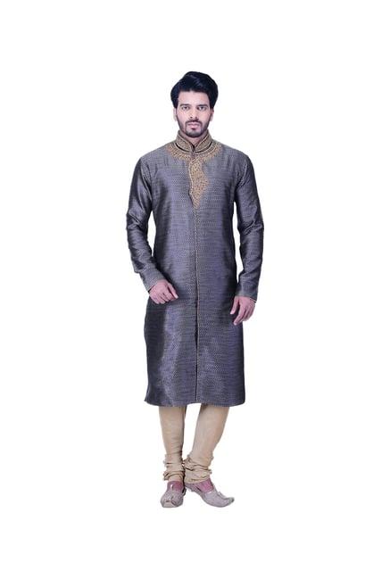 manyavar blue self design kurta & churidar set