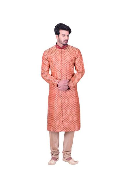 manyavar maroon self design kurta & churidar set