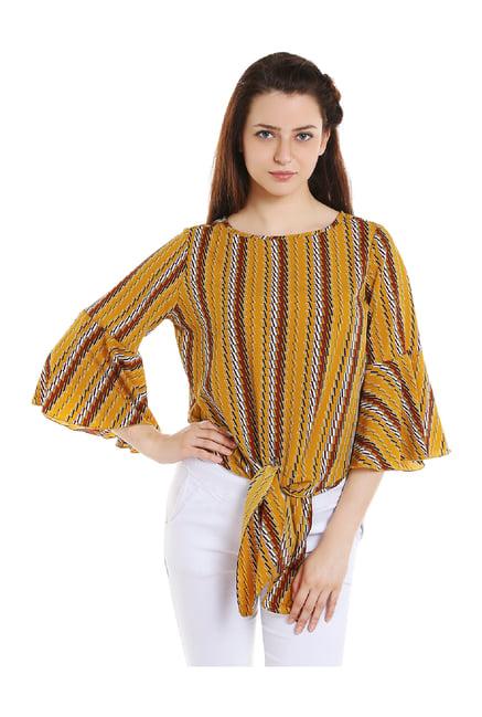 109 f mustard printed top