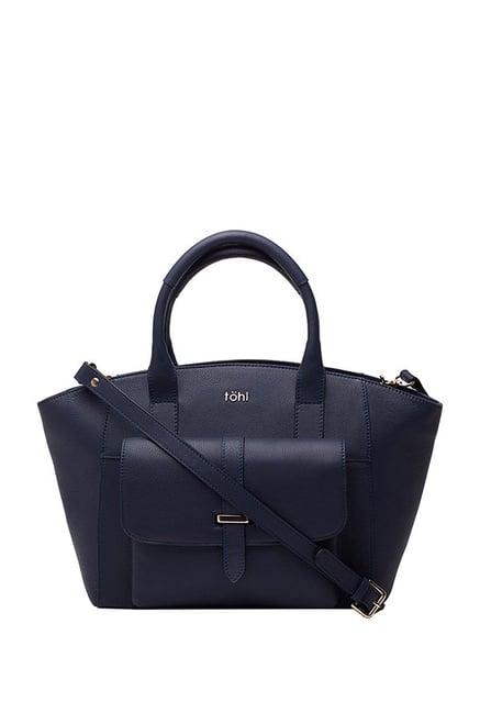 tohl gresham navy solid leather handbag