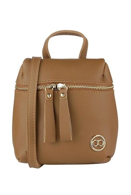 gio collection brown solid sling bag