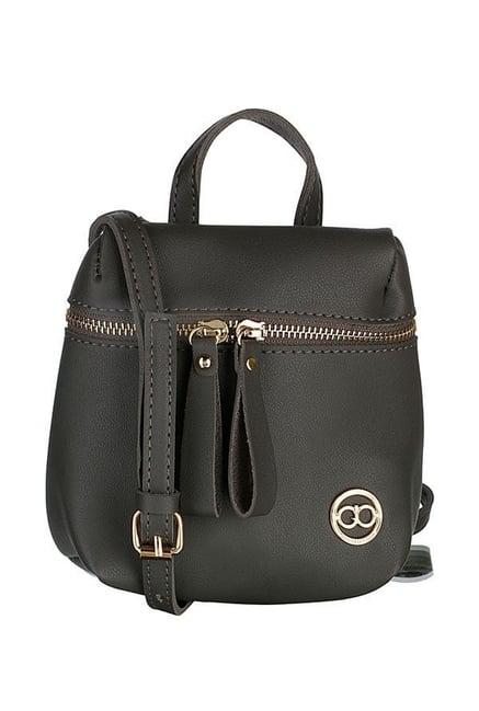 gio collection dark grey solid sling bag