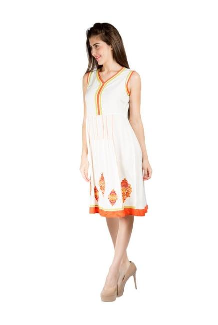 fusion beats white embroidered a-line dress