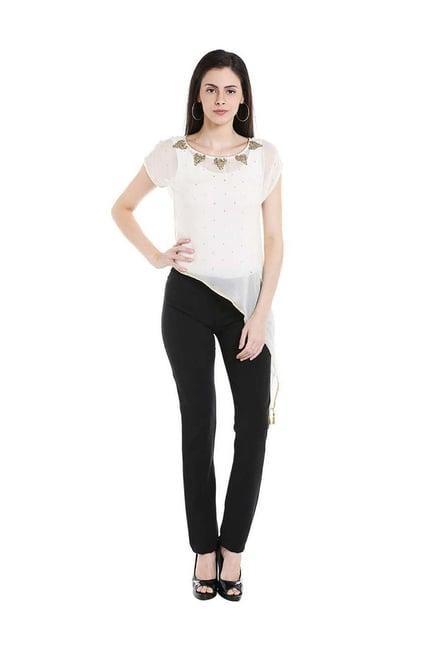 fusion beats cream embellished top