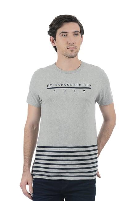 french connection grey half sleeves cotton t-shirt