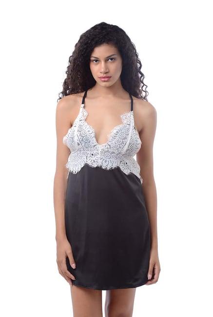 da intimo black lace pattern babydoll