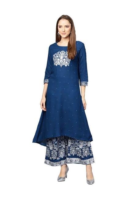 ishin blue embroidered suit set