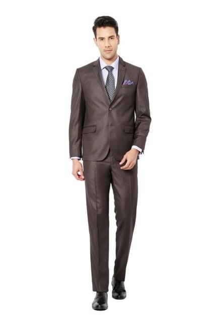 van heusen brown textured two piece suit