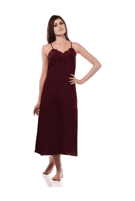 miss chase maroon capri length nightie