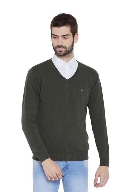 duke dark olive regular fit sweater