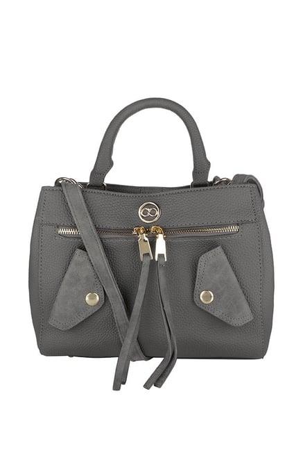 gio collection dark grey solid handbag