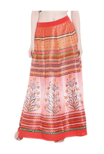 fusion beats multicolor printed maxi skirt