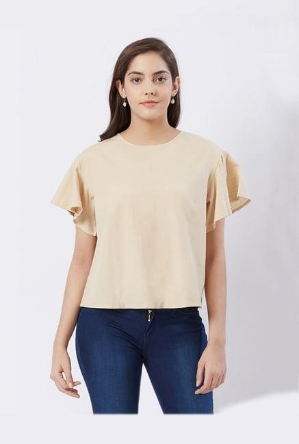 fusion beats beige regular fit top