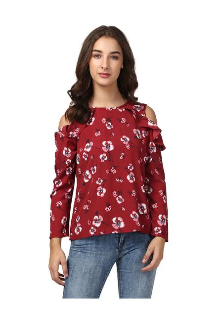 harpa maroon floral print top