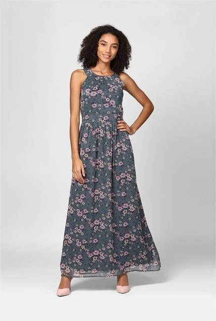 harpa grey floral print maxi dress