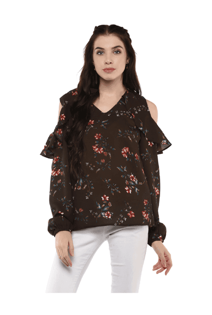 harpa brown floral print top