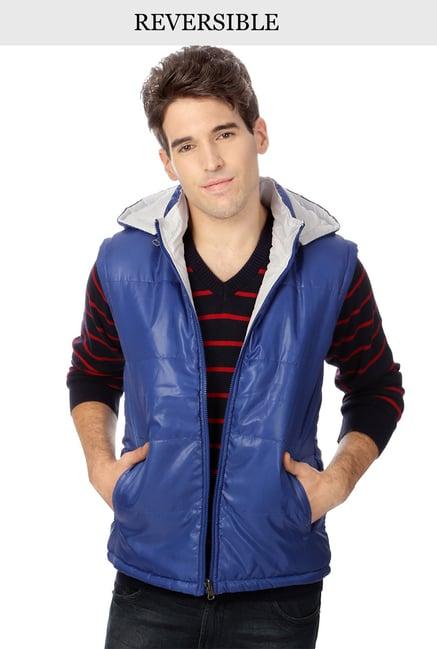 people dark blue reversible regular fit hooded sweatshirt