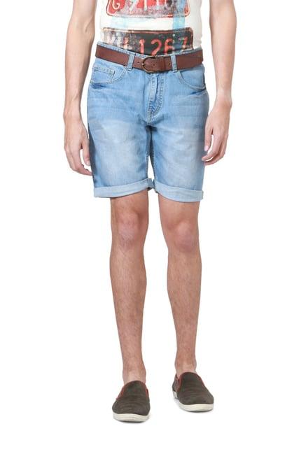 people light blue mid rise shorts