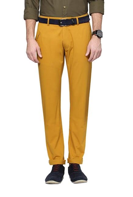 people yellow mid rise trousers