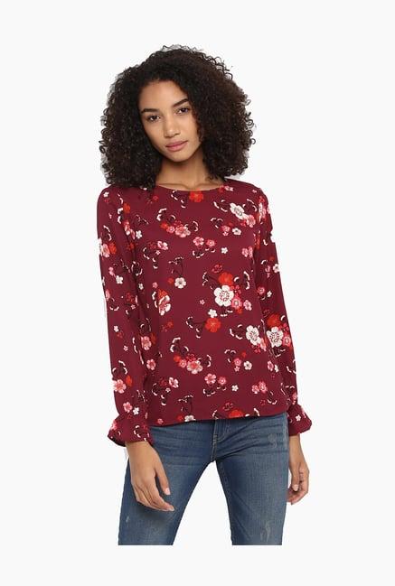 harpa maroon floral print top