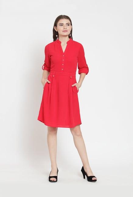 latin quarters red regular fit above knee dress