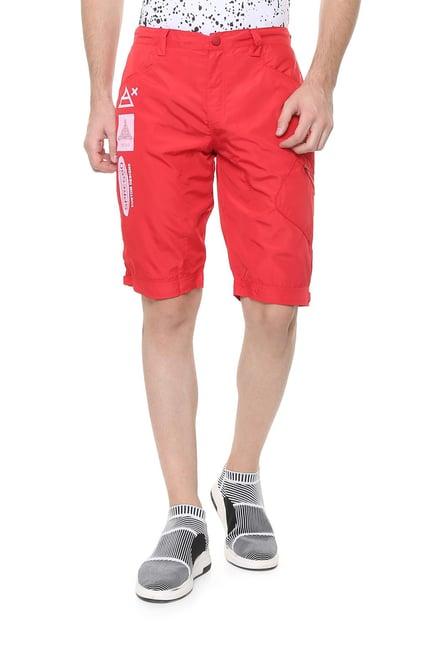 people red regular fit bermuda shorts