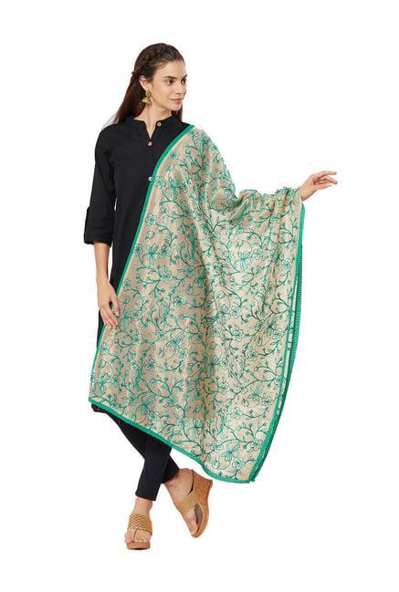 dupatta bazaar beige & green dupatta