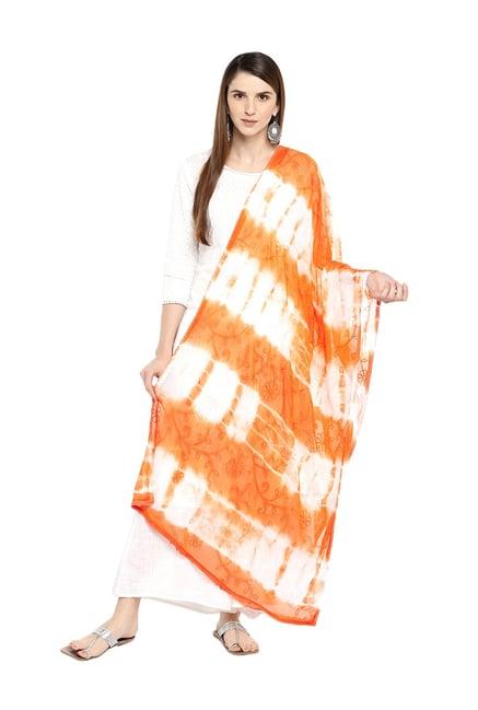 dupatta bazaar orange & off-white dupatta