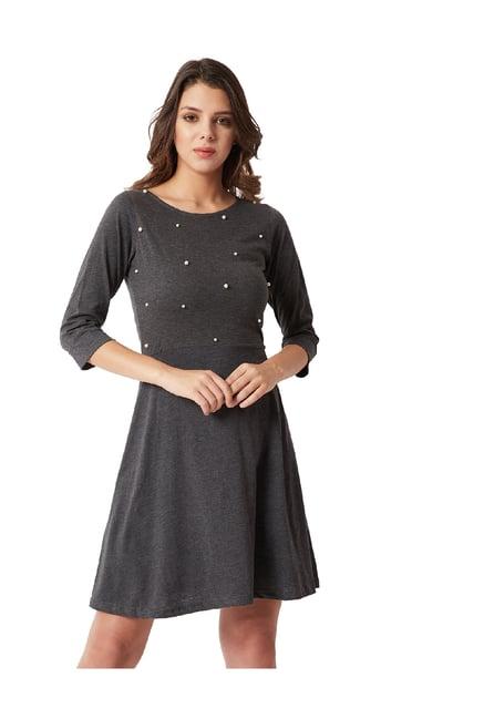 miss chase grey embellished above knee skater dress