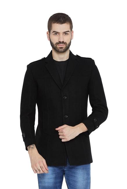 duke black notched lapel regular fit coat