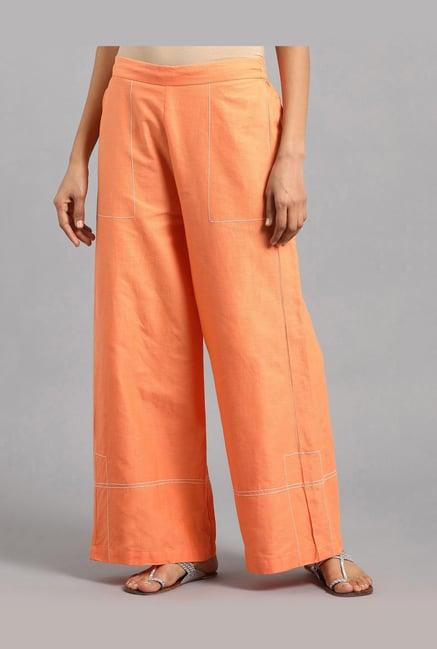 w orange regular fit straight pants