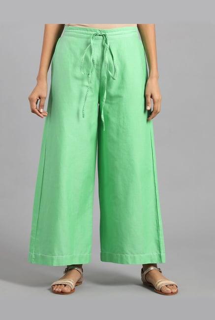 w green regular fit straight pants