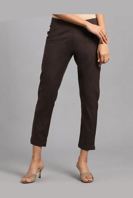 w brown regular fit straight pants