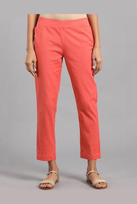 w red regular fit straight pants