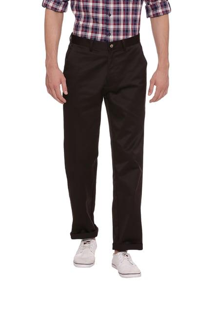 basics brown comfort fit trousers